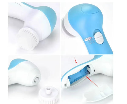 Electric 5 in 1 Electric Facial Cleaner Brush Wash Machine Spa Skin Care Massage Blackhead Cleaning Facial Cleanser Tools